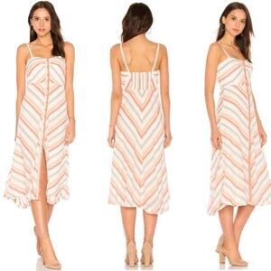 Free People Striking Striped Midi Dress in Ivory Combo L